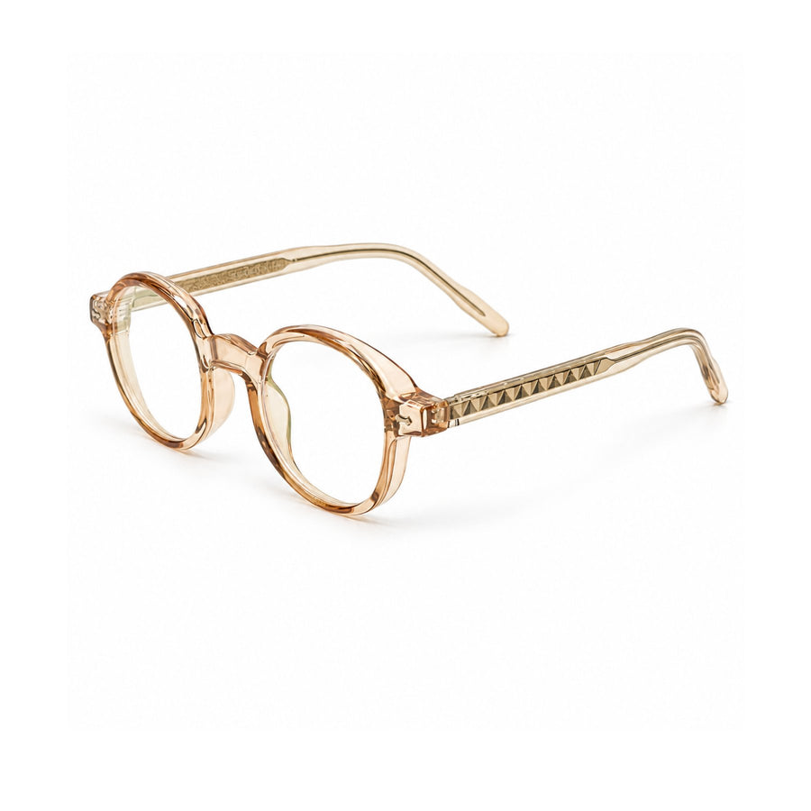 LBD-010 VERLIN Octagon Optical Frame in Tan - angled view