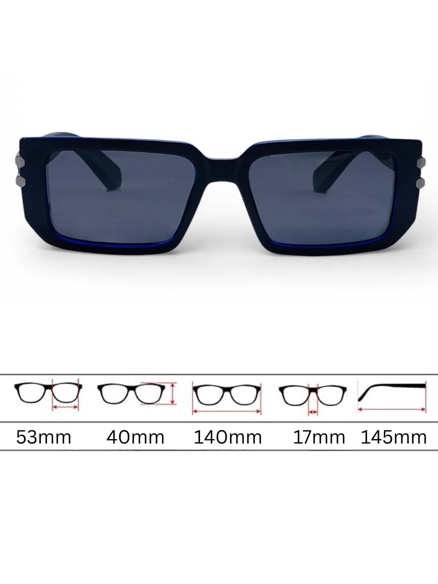 Verlin Rectangle Sunglasses 82108 Matte Black - Detail View