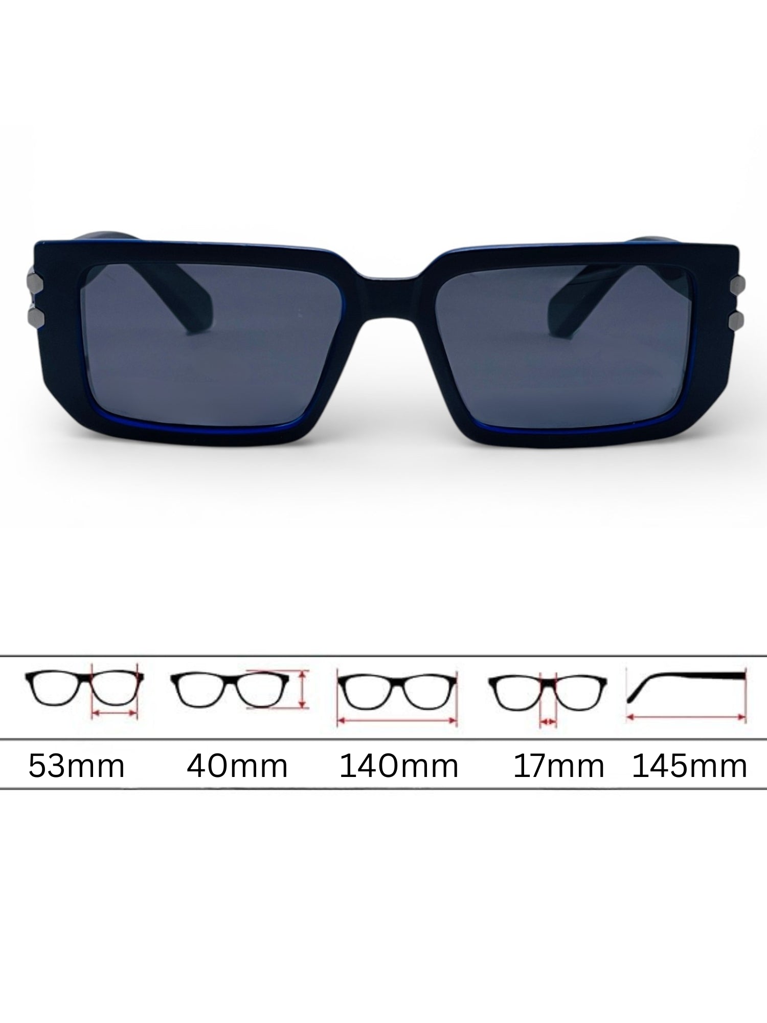 Verlin Rectangle Sunglasses 82108 Matte Black - Detail View