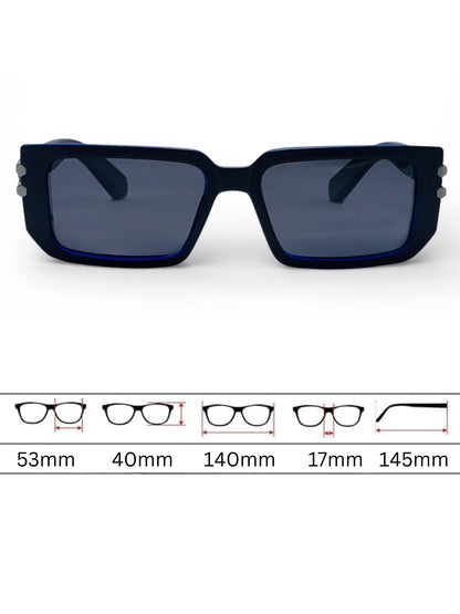 Verlin Rectangle Sunglasses 82108 Matte Black - Detail View