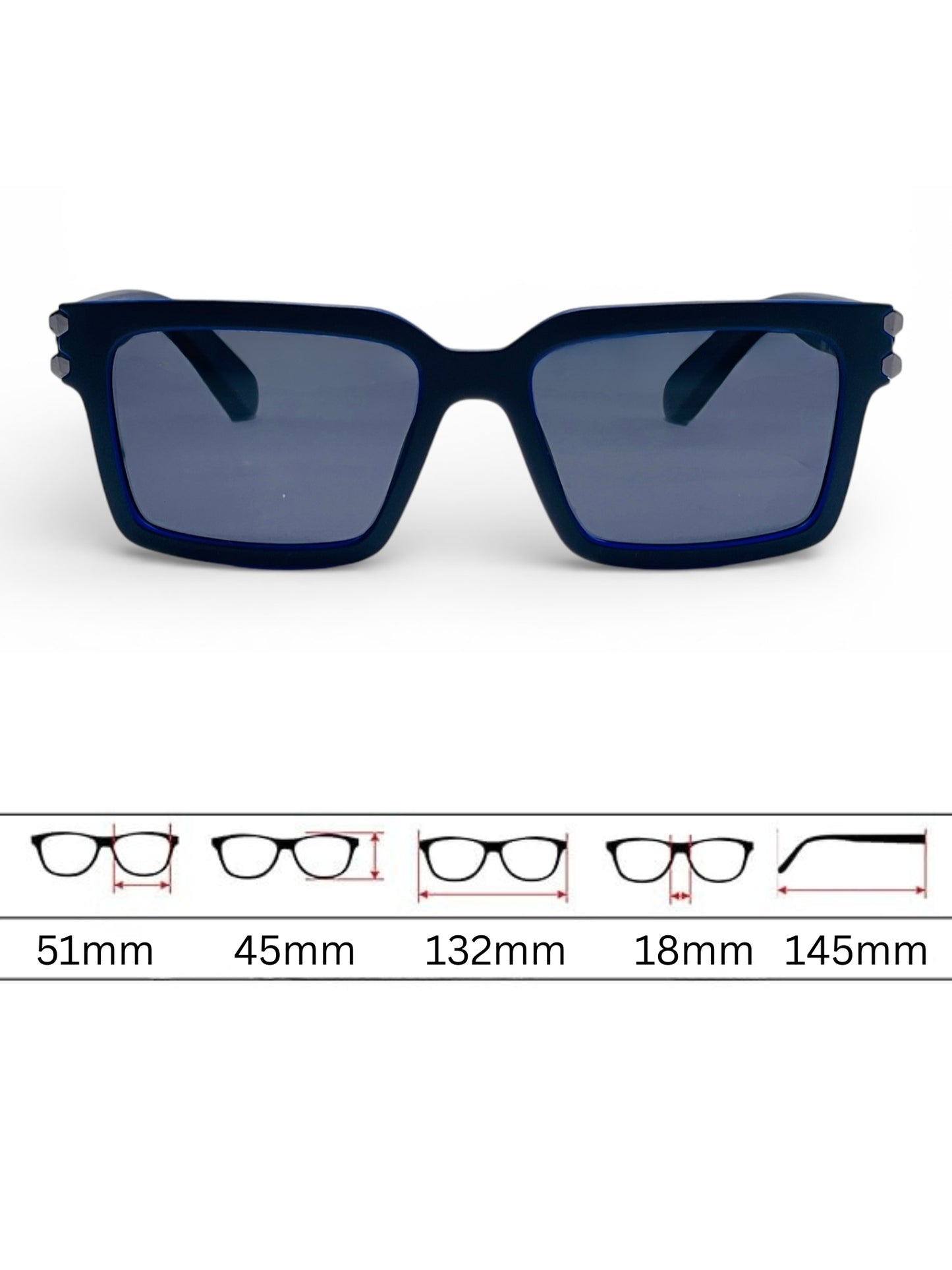 Verlin Rectangle Sunglasses 82106 Blue - Detail View