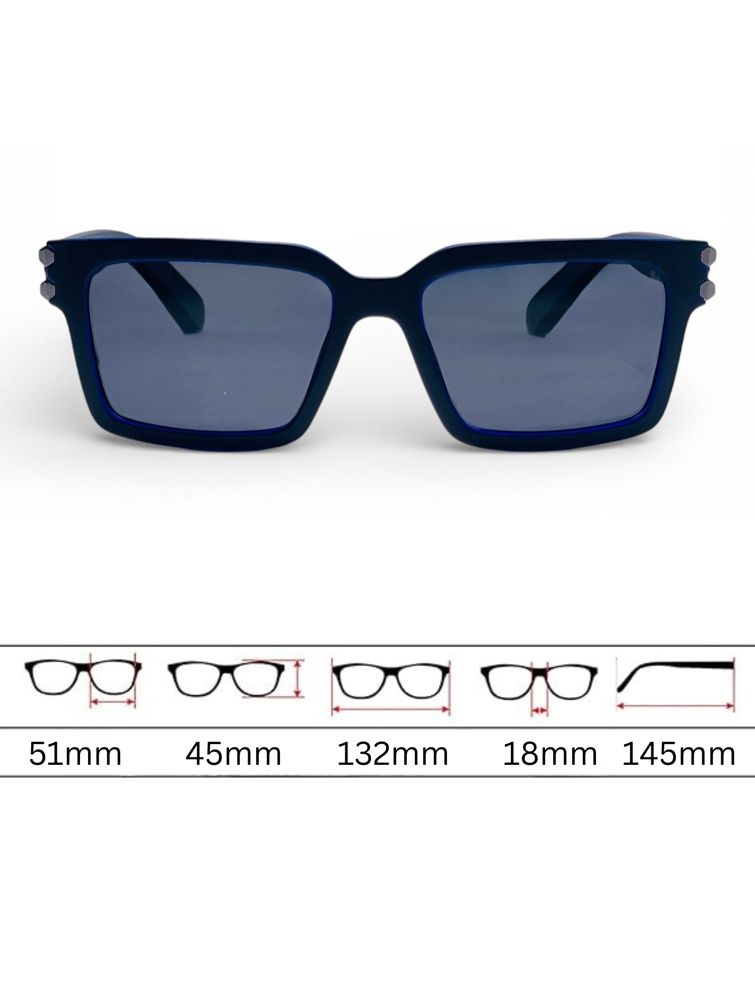 Verlin Rectangle Sunglasses 82106 Blue - Detail View
