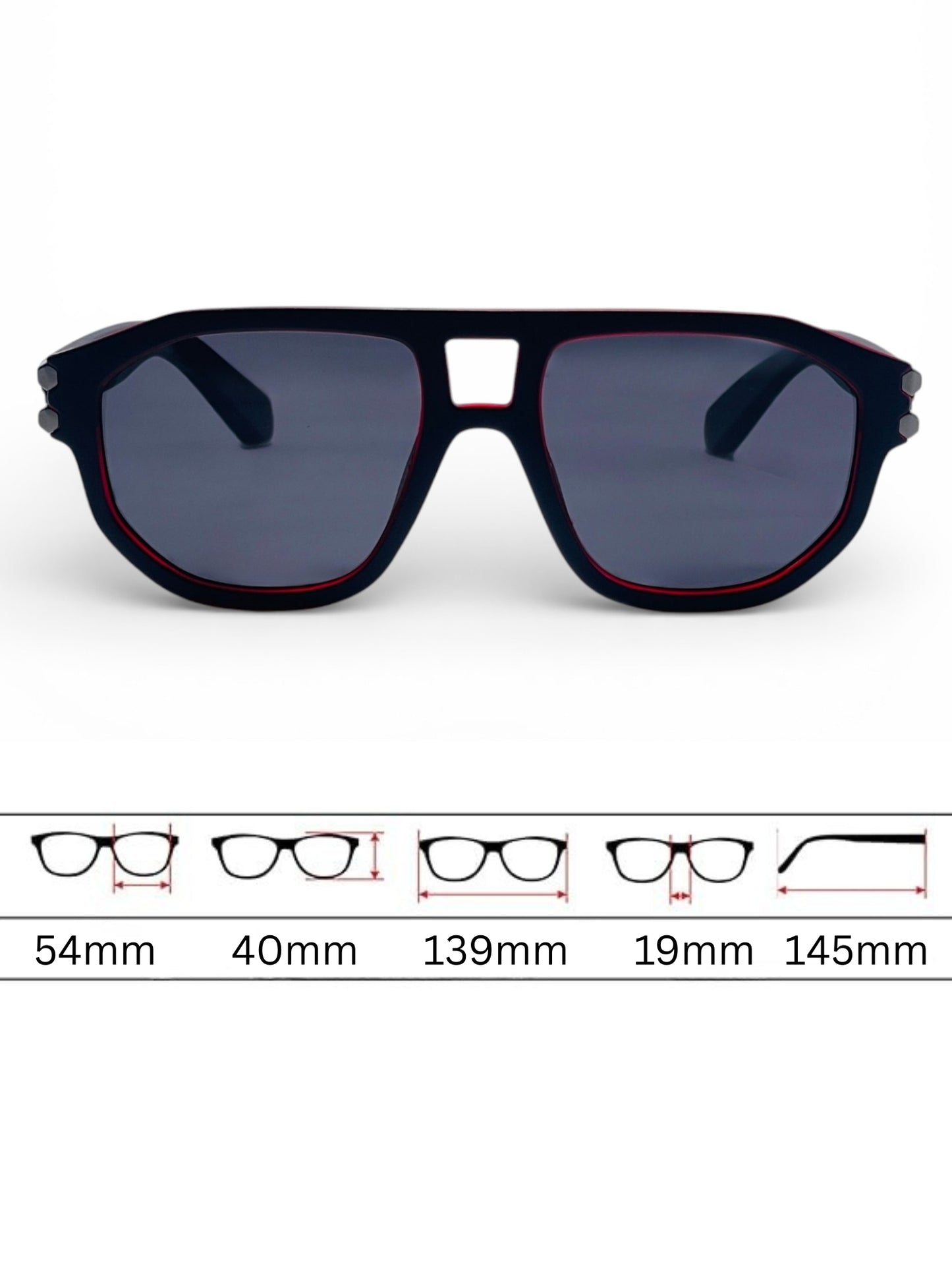 Verlin Wayfarer Sunglasses 82104 Red Black - Detail View