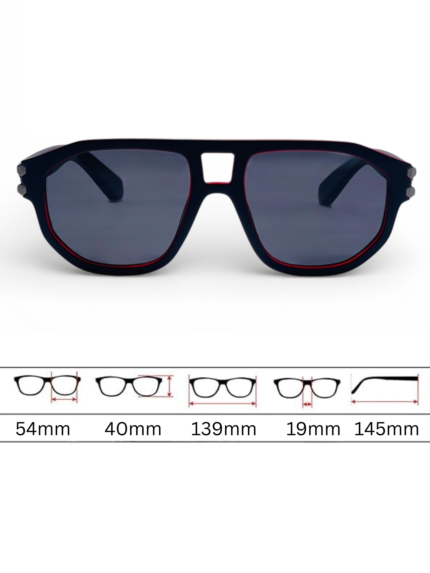 Verlin Wayfarer Sunglasses 82104 Red Black - Detail View