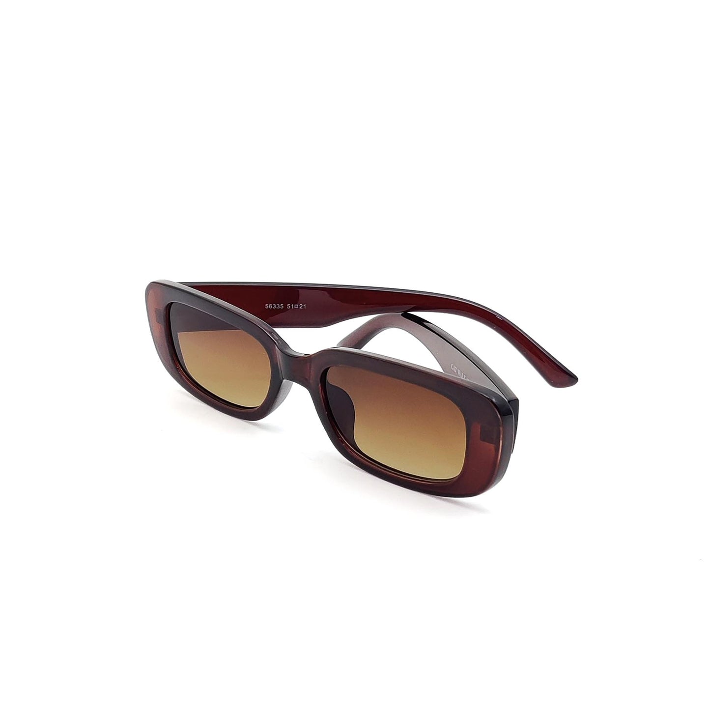 56335 Retro Rectangular Sunglasses Brown
