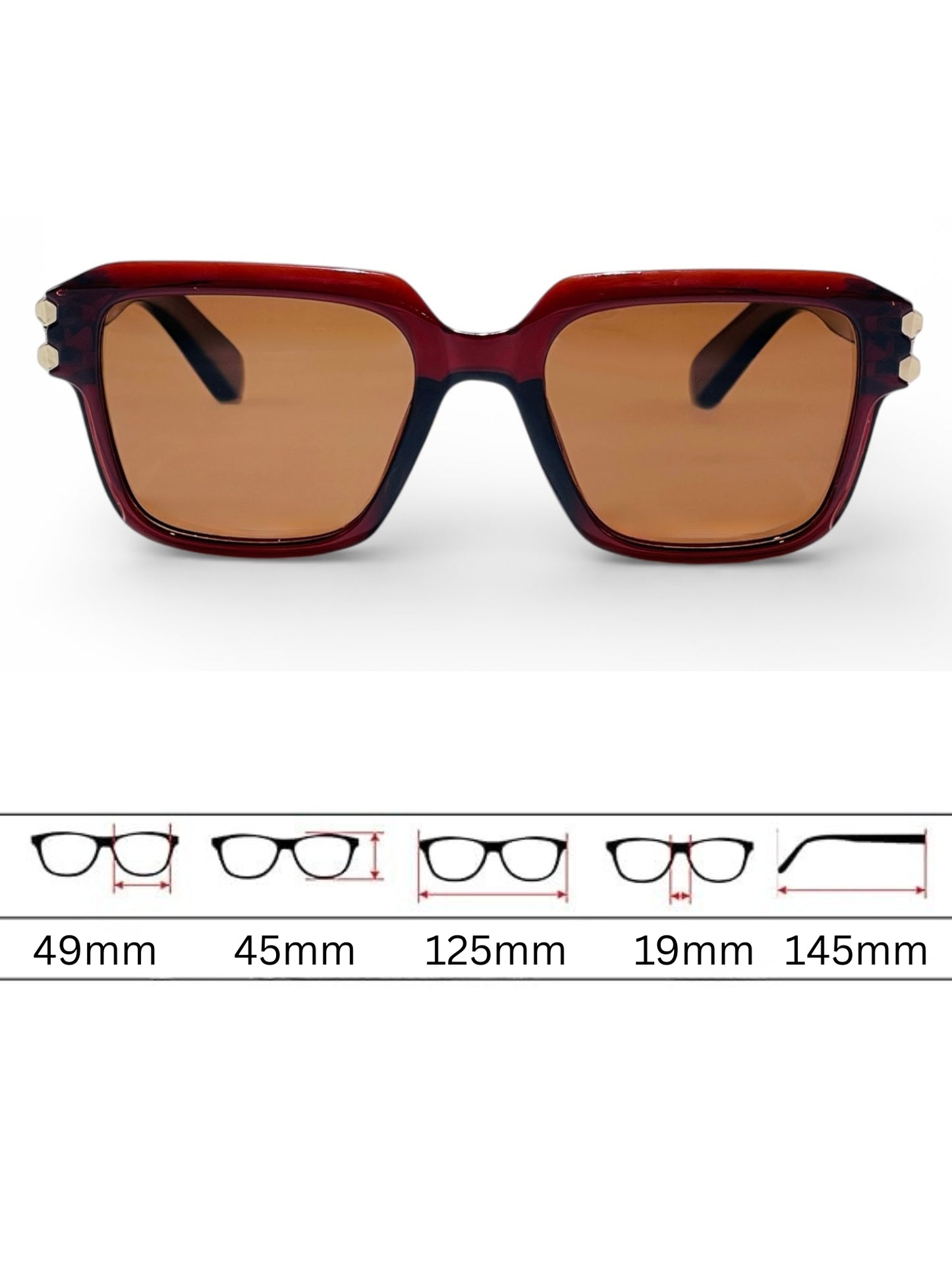 Verlin Wayfarer Sunglasses 82110 Red - Detail View