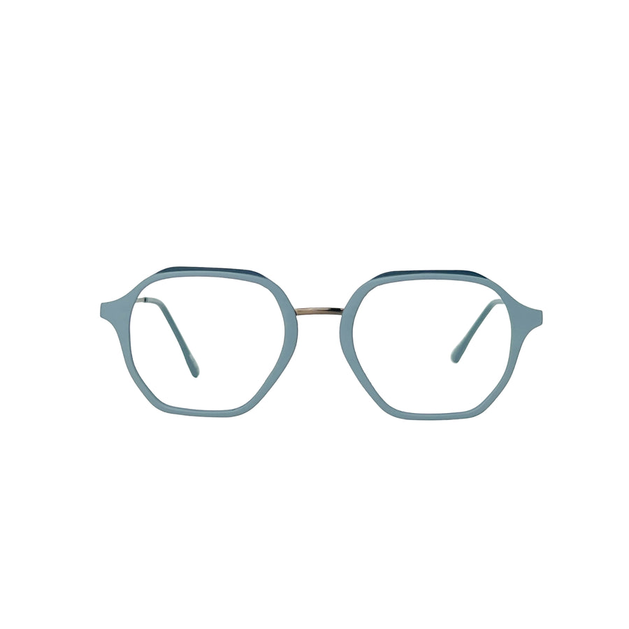 Verlin 62236 Geometric Eyeglass Frame – Aqua Blue — front view