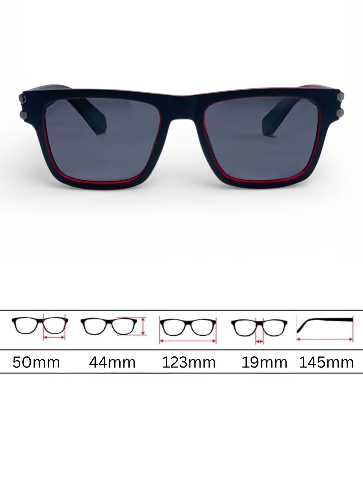 Verlin Wayfarer Sunglasses 82109 Red Black - Detail View