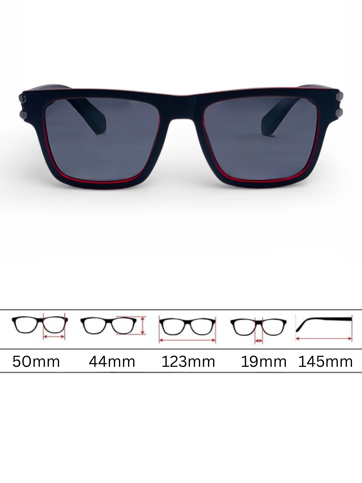Verlin Wayfarer Sunglasses 82109 Red Black - Detail View