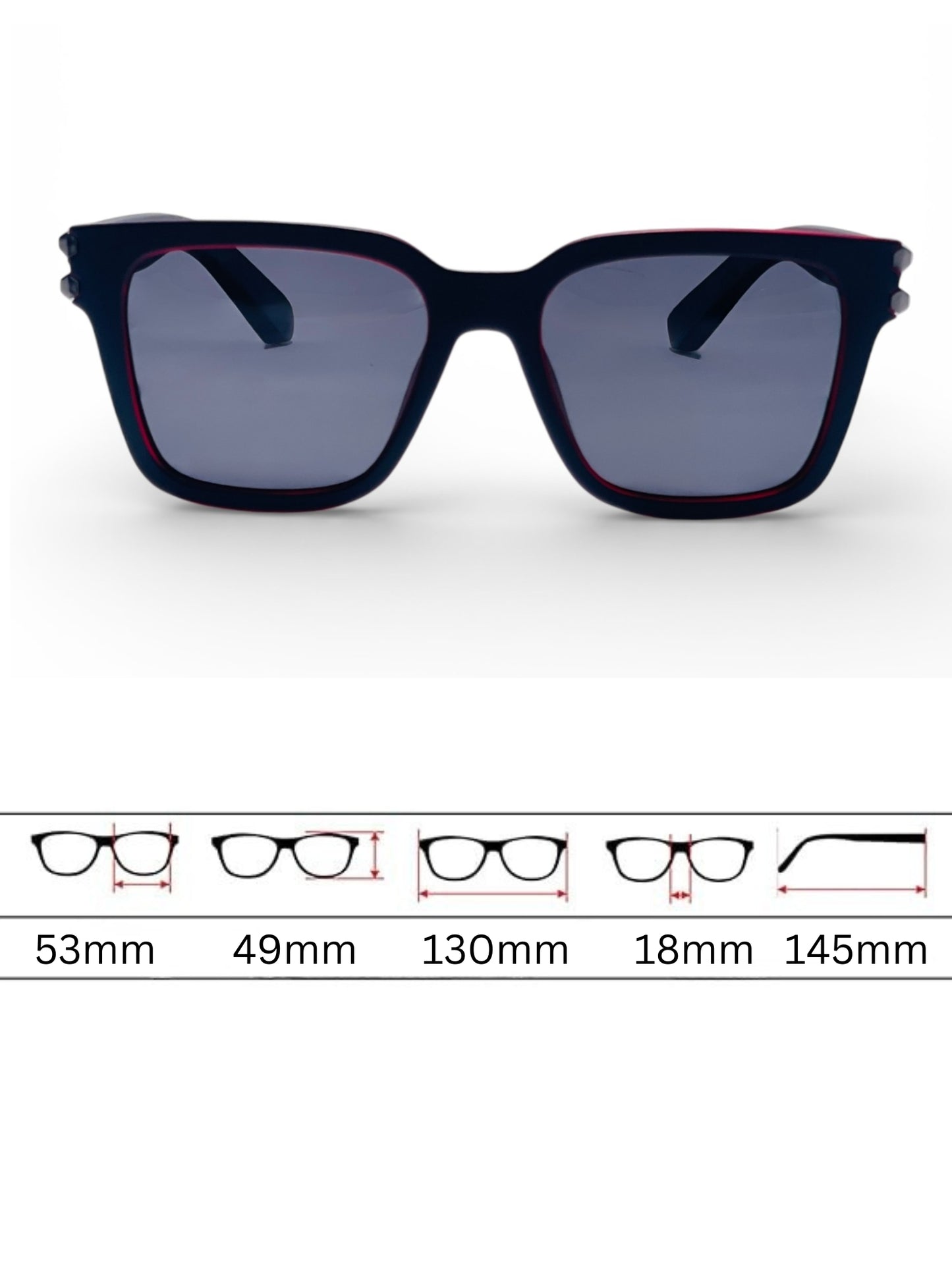 Verlin Wayfarer Sunglasses 82102 Red Black - Detail View