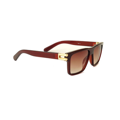 Premium Square Frame Sunglasses - Black Gradient Lens | 81207 (BROWN