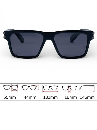Verlin Rectangle Sunglasses 82107 Black - Detail View