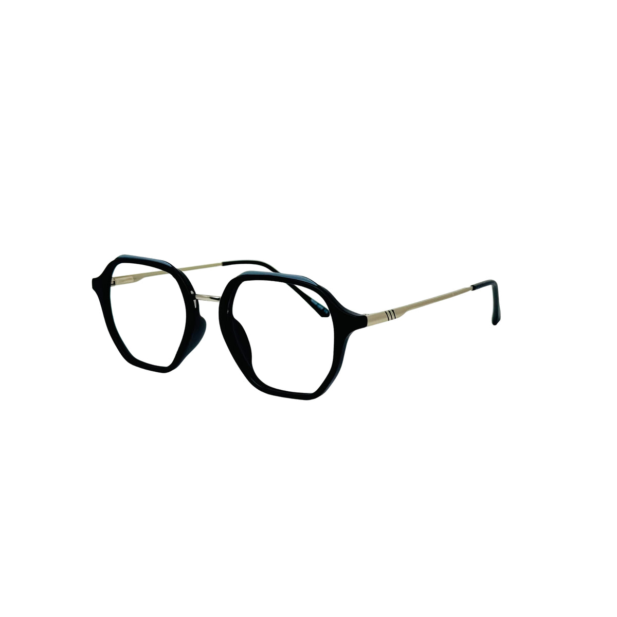 Verlin 62236 Geometric Eyeglass Frame – Silver Black, supplied product view 2