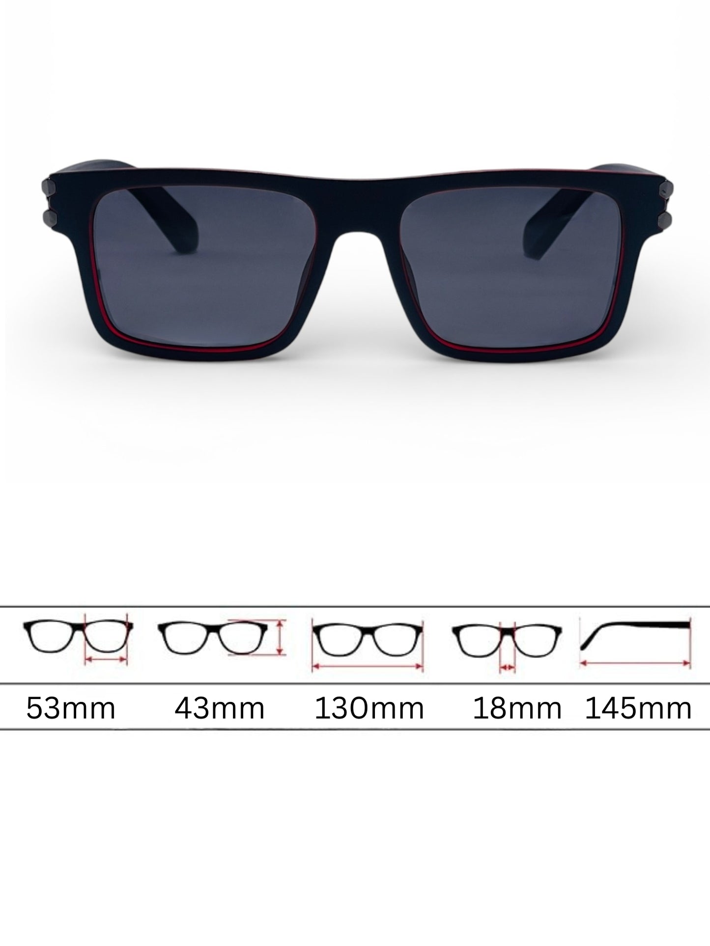 Verlin Wayfarer Sunglasses 82103 Red Black - Detail View
