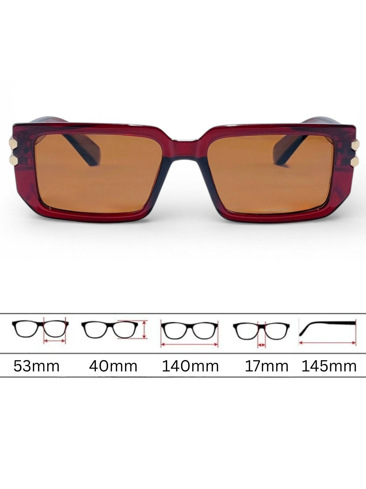 Verlin Rectangle Sunglasses 82108 Red - Detail View