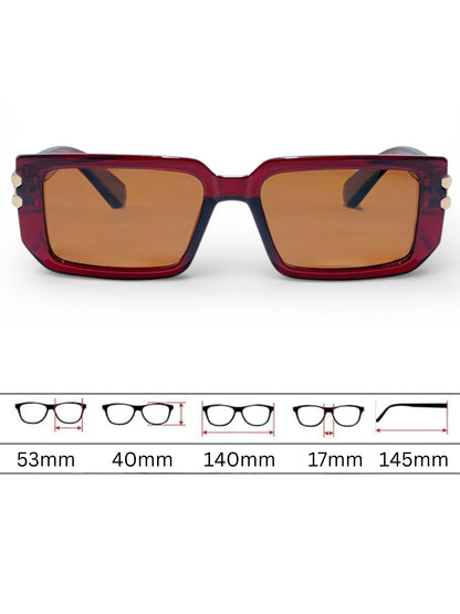 Verlin Rectangle Sunglasses 82108 Red - Detail View