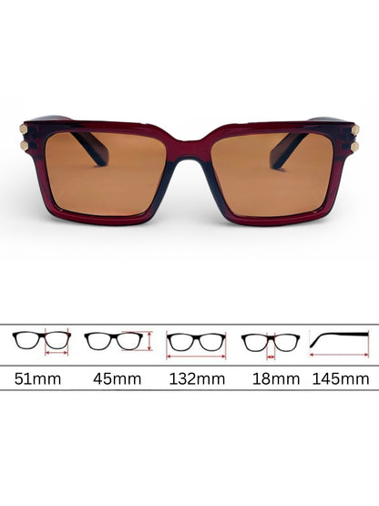 Verlin Rectangle Sunglasses 82106 Red - Detail View