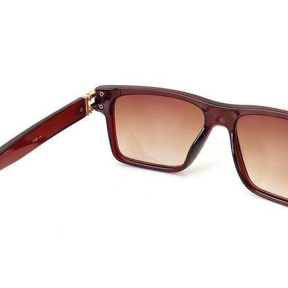 Premium Square Frame Sunglasses - Black Gradient Lens | 81207 (BROWN