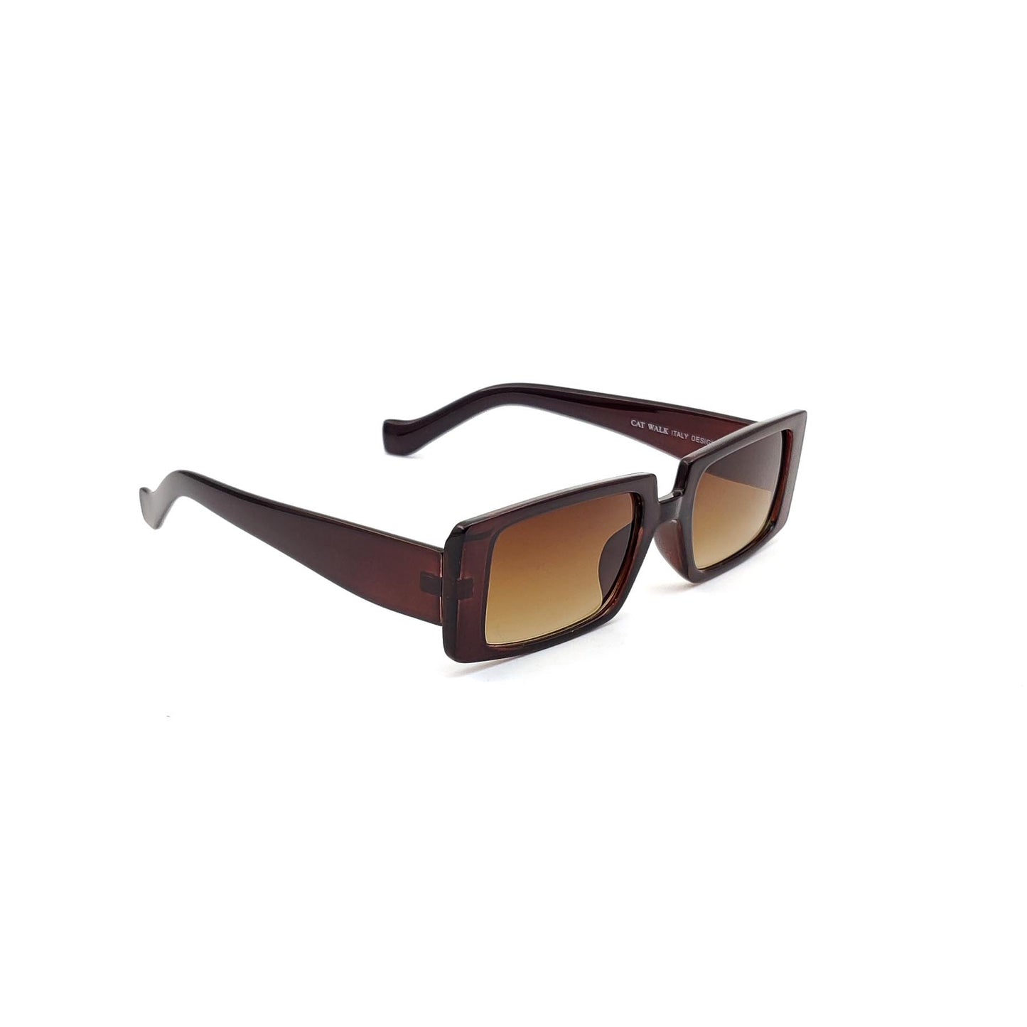 56338 Retro Rectangular Sunglasses Brown