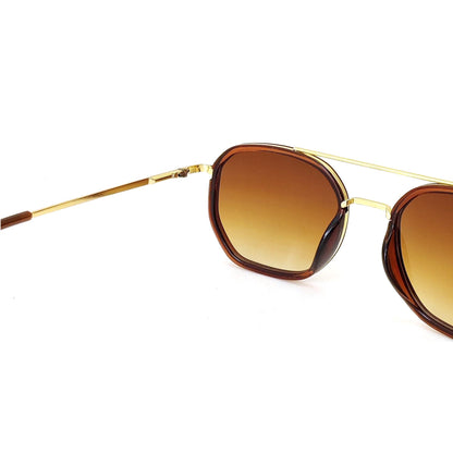 Classic Square Metal Frame Sunglasses - Brown Gradient JO4