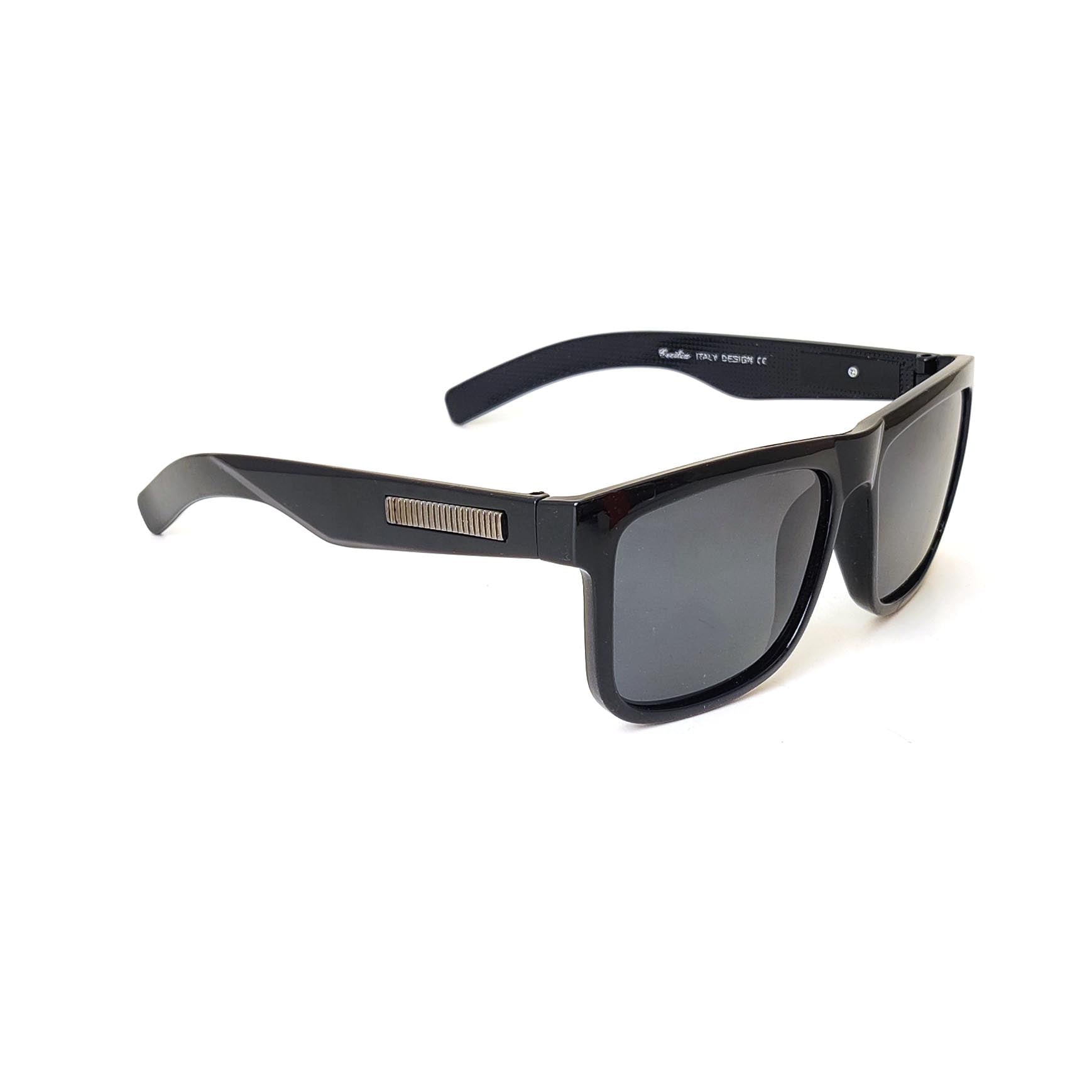 Verlin Square Polarized Sunglasses P59112 Gloss Black - Side View