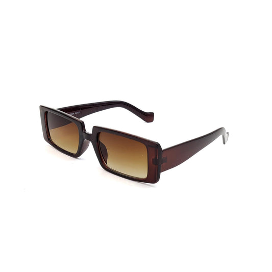 56338 Retro Rectangular Sunglasses Brown