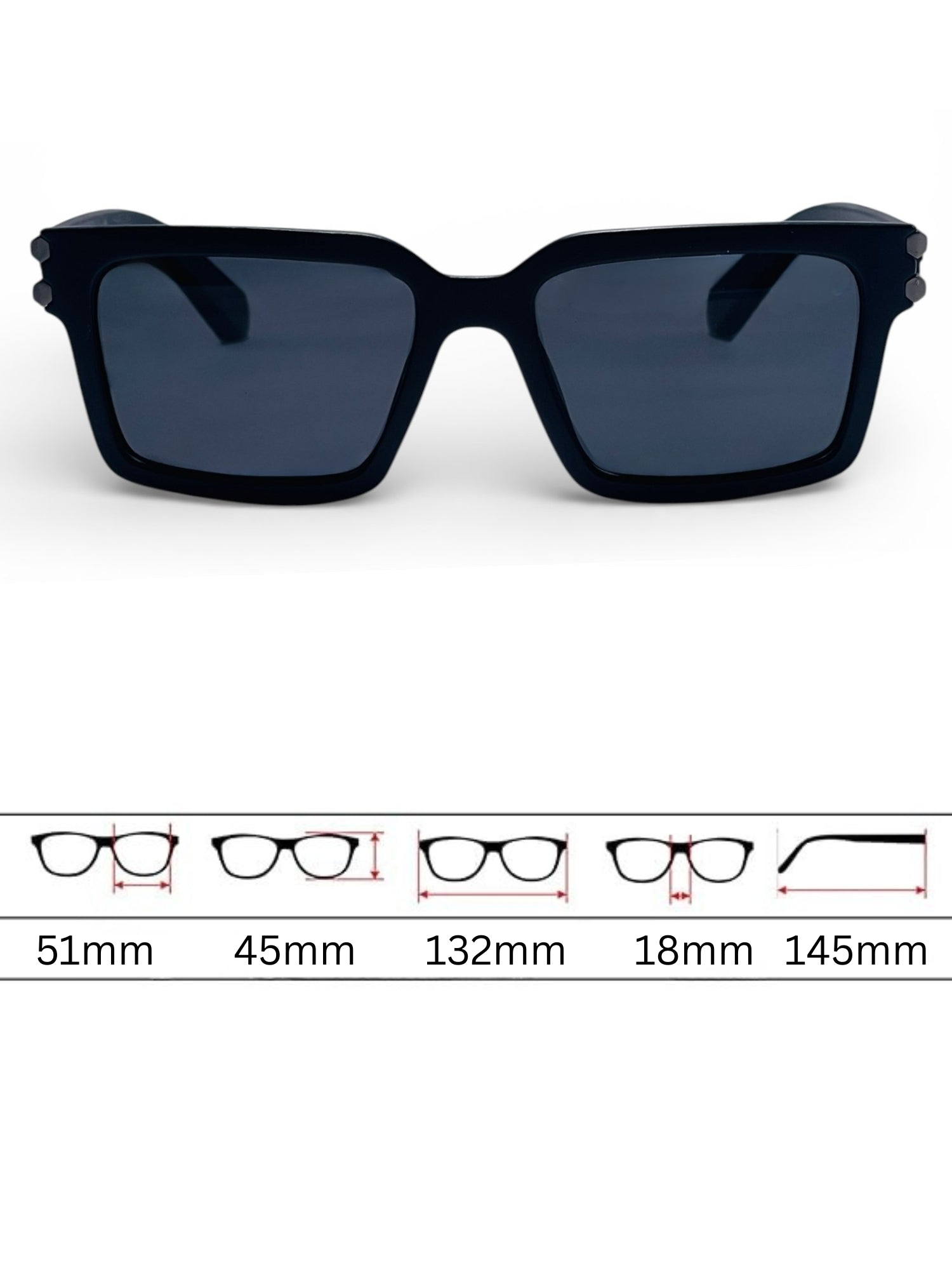 Verlin Rectangle Sunglasses 82106 Matte Black - Detail View