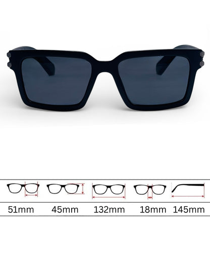 Verlin Rectangle Sunglasses 82106 Matte Black - Detail View