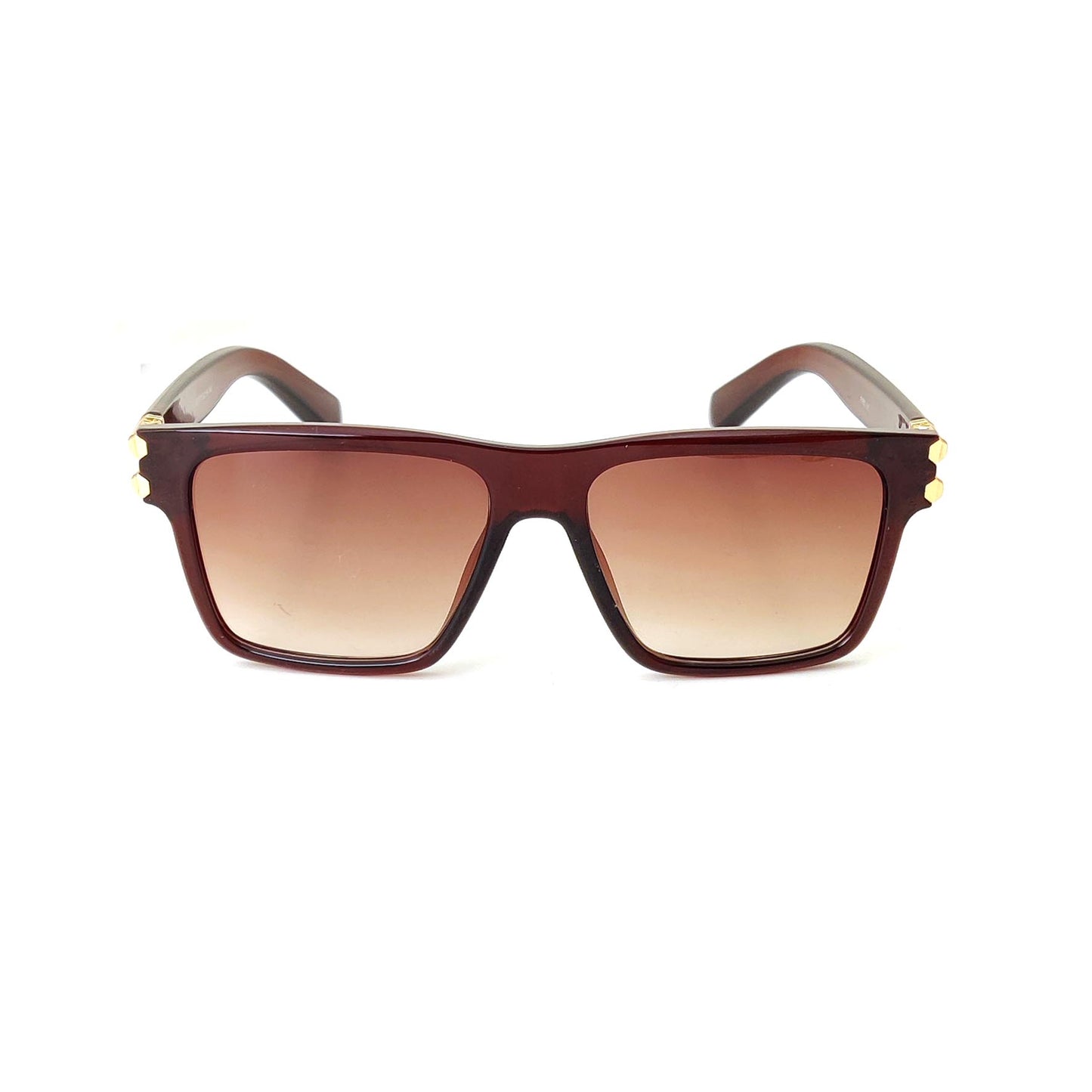 Premium Square Frame Sunglasses - Black Gradient Lens | 81207 (BROWN