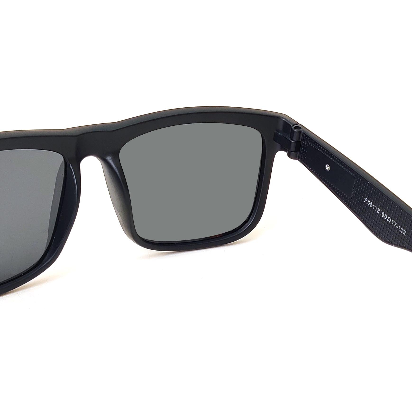 Verlin Square Polarized Sunglasses P59112 Matte Black - Angled View