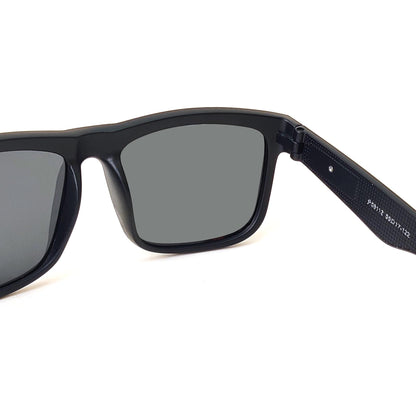 Verlin Square Polarized Sunglasses P59112 Matte Black - Angled View