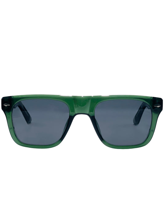 Verlin Sunglasses 8805 Green - Square Frame Green Lens Sunglasses