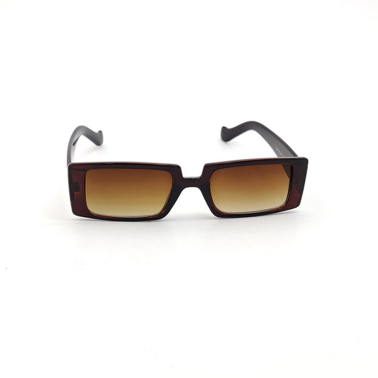56338 Retro Rectangular Sunglasses Brown
