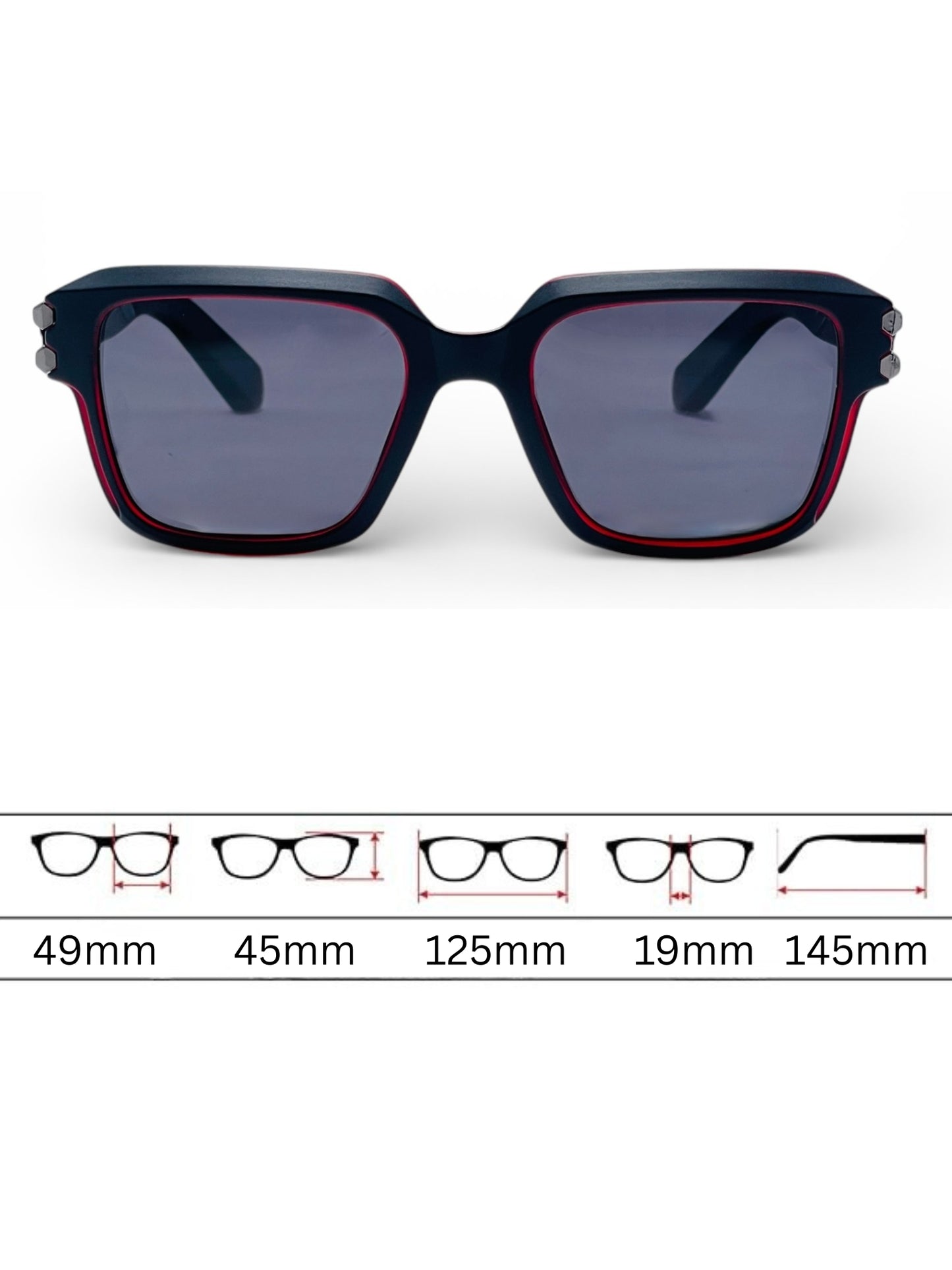 Verlin Wayfarer Sunglasses 82110 Red Black - Detail View