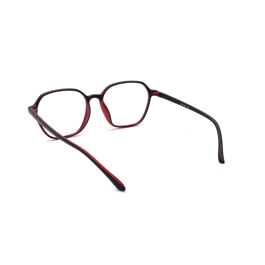 Verlin 3223 Rounded Square Optical Frame in Red — wide three-quarter view