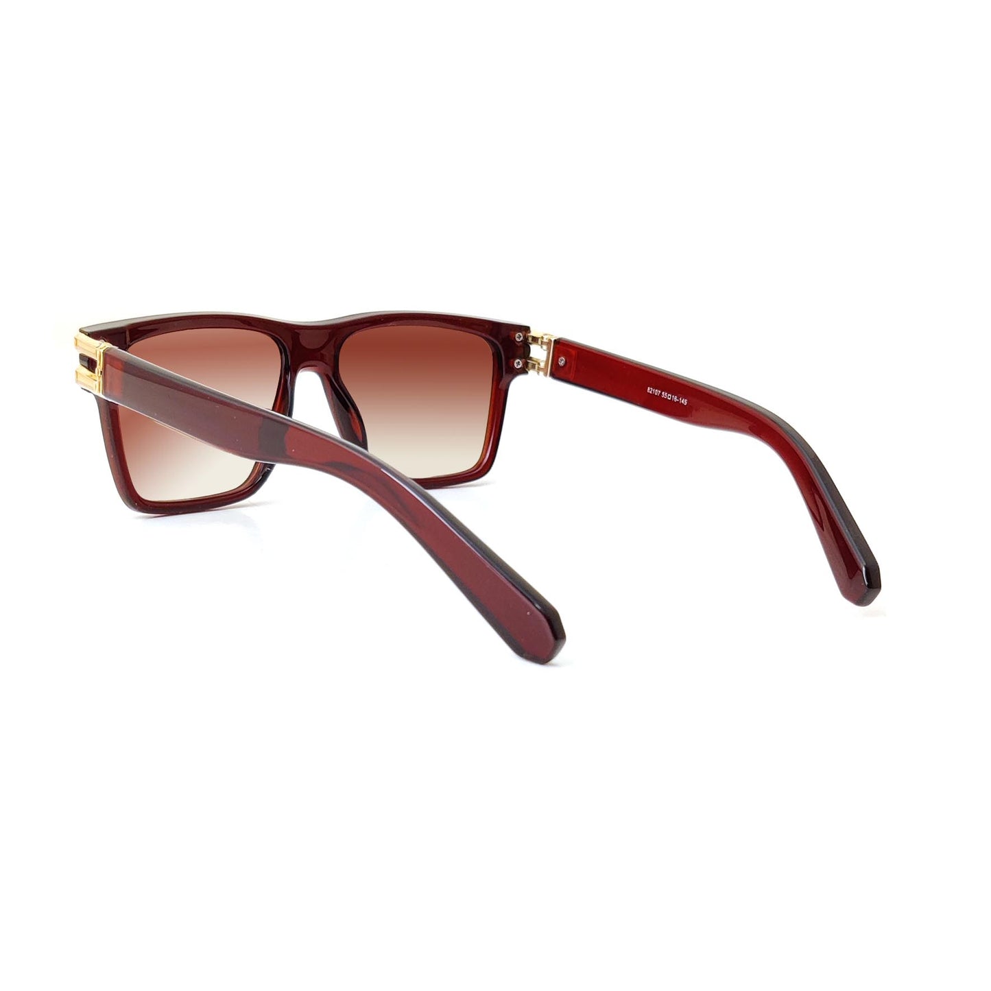 Premium Square Frame Sunglasses - Black Gradient Lens | 81207 (BROWN
