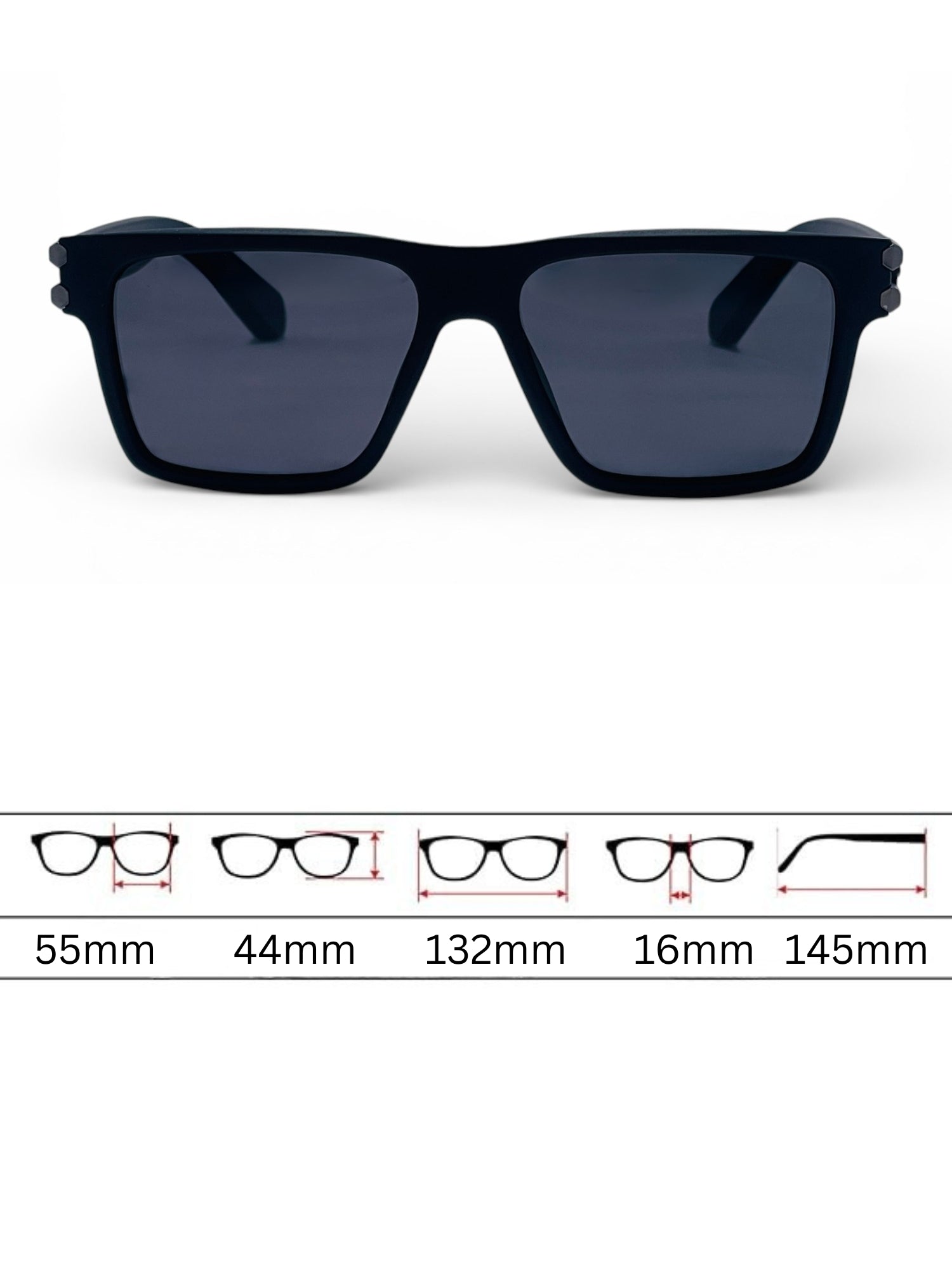 Verlin Rectangle Sunglasses 82107 Matte Black - Detail View