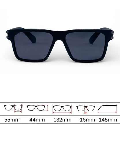 Verlin Rectangle Sunglasses 82107 Matte Black - Detail View