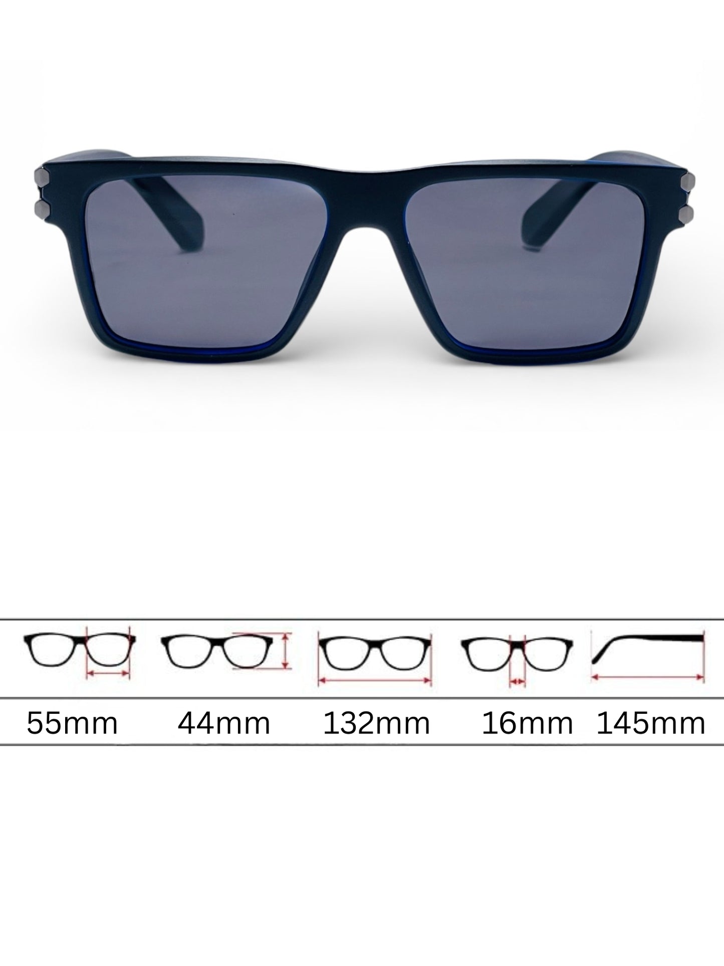 Verlin Rectangle Sunglasses 82107 Blue - Detail View