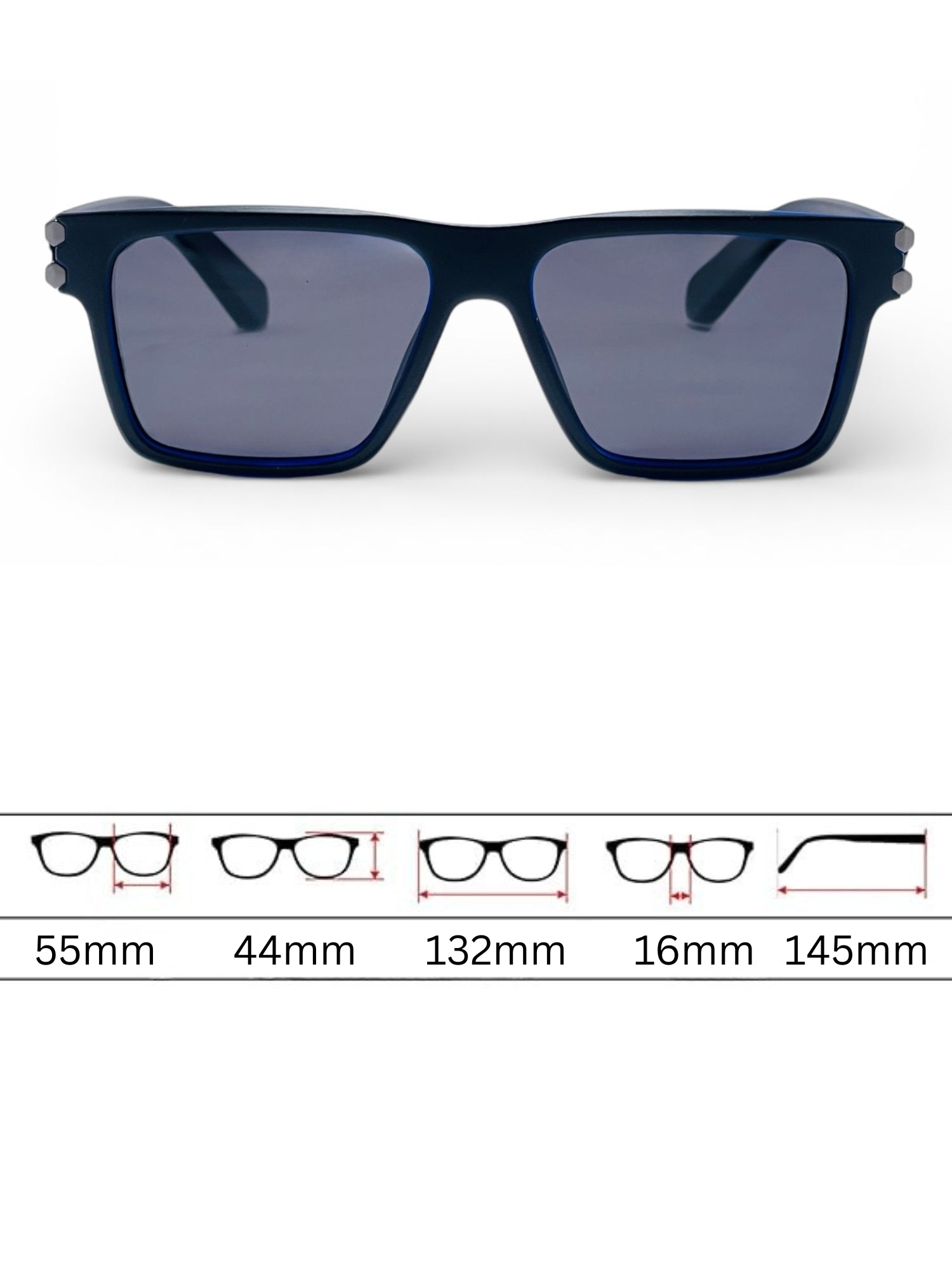 Verlin Rectangle Sunglasses 82107 Blue - Detail View