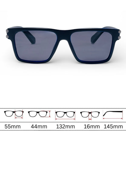 Verlin Rectangle Sunglasses 82107 Blue - Detail View