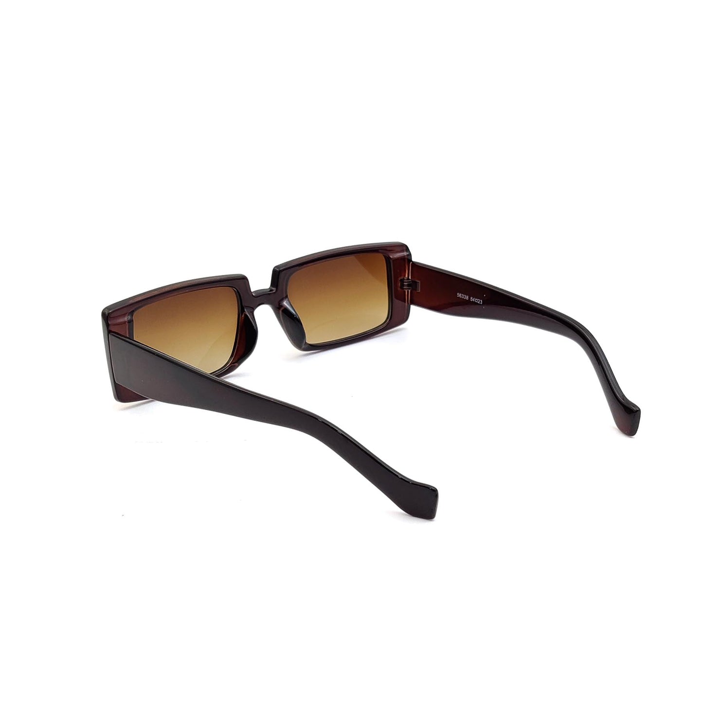 56338 Retro Rectangular Sunglasses Brown