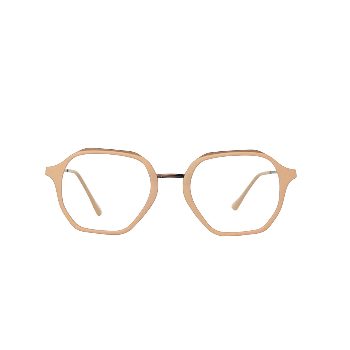 Verlin 62236 Geometric Eyeglass Frame – Peach Nude, supplied product view 1