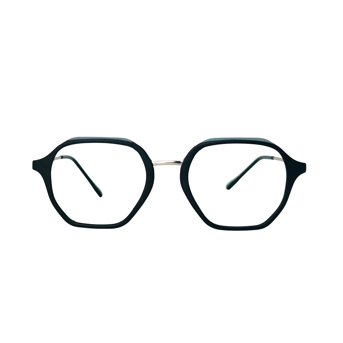 Verlin 62236 Geometric Eyeglass Frame – Silver Black, supplied product view 1