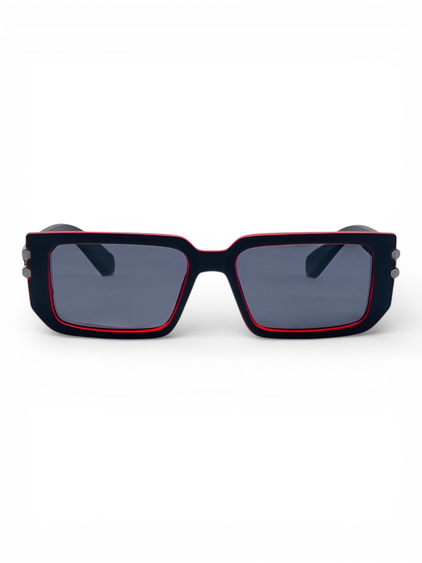Verlin Rectangle Sunglasses 82108 Red Black - Front View