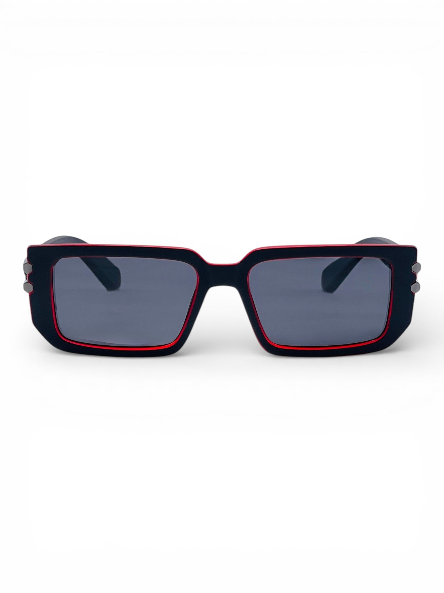 Verlin Rectangle Sunglasses 82108 Red Black - Front View