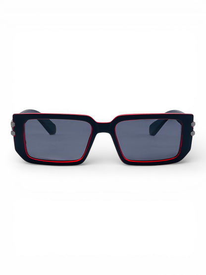 Verlin Rectangle Sunglasses 82108 Red Black - Front View