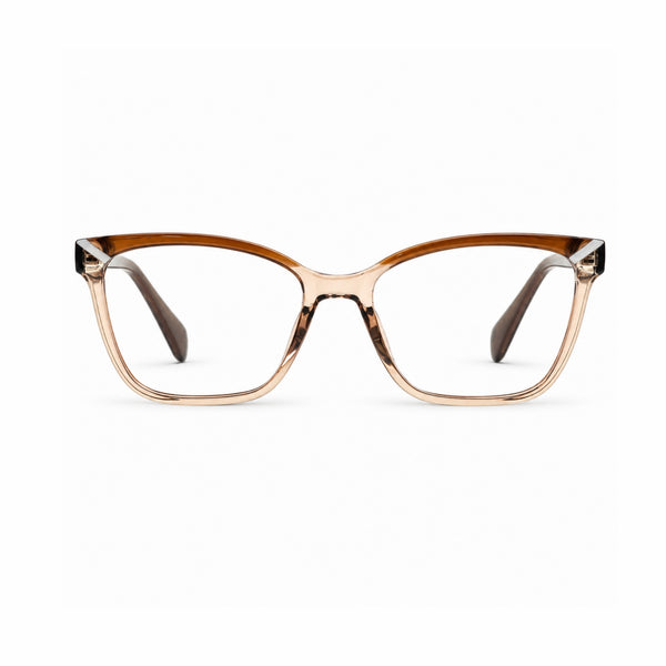 DOZY 33507 Women's Square Cat-Eye Optical Frame in Brown Peach — front view