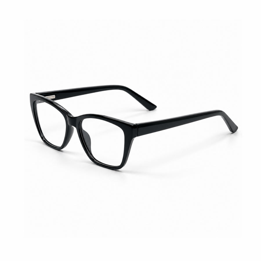 DOZY 33510 Women's Cat-Eye Optical Frame in Black — three-quarter view