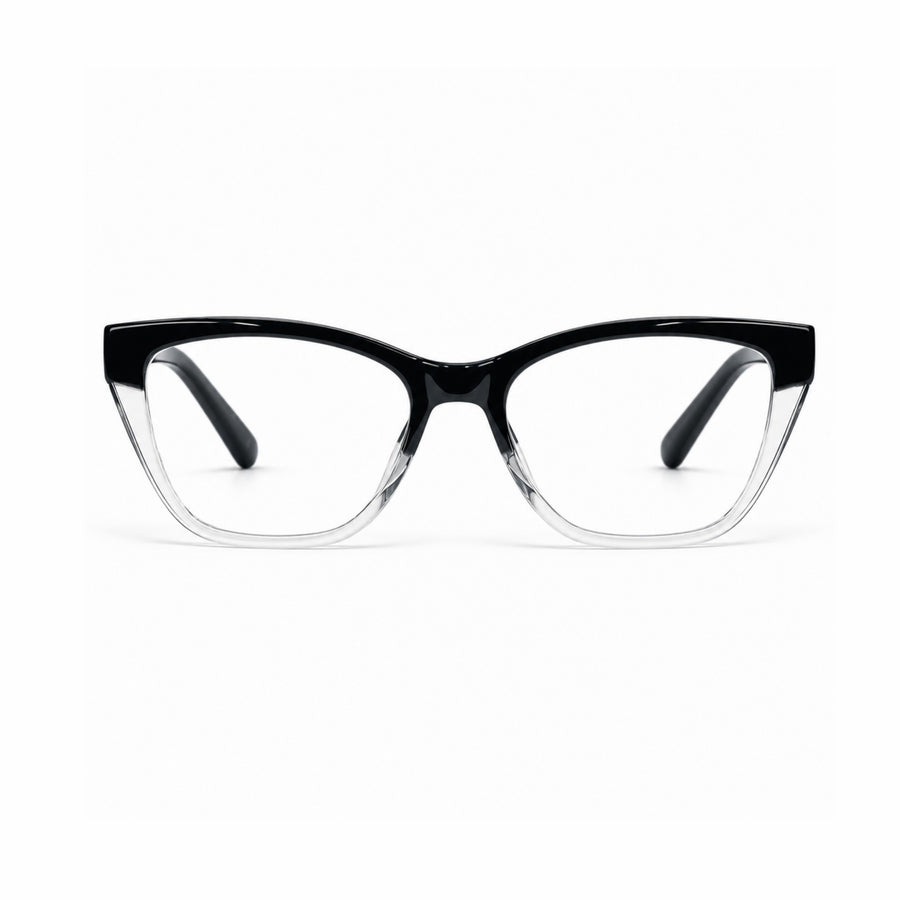 DOZY 33510 Women's Cat-Eye Optical Frame in Black Clear — front view